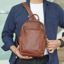 โหลดรูปภาพลงในเครื่องมือใช้ดูของ Gallery กระเป๋าหนังผู้ชาย/กระเป๋าหนังคาดอกผู้ชาย สีน้ำตาล รุ่น B-CBR-2249