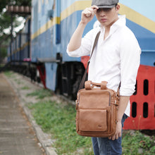 โหลดรูปภาพลงในเครื่องมือใช้ดูของ Gallery กระเป๋าหนังผู้ชาย/กระเป๋าหนังสะพายข้างผู้ชาย สีนํ้าตาล รุ่น B-LBR-1115