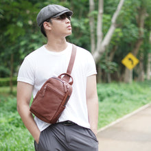 โหลดรูปภาพลงในเครื่องมือใช้ดูของ Gallery กระเป๋าหนังผู้ชาย/กระเป๋าหนังคาดอกผู้ชาย สีน้ำตาล รุ่น B-CBR-2249