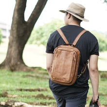 โหลดรูปภาพลงในเครื่องมือใช้ดูของ Gallery กระเป๋าหนังผู้ชาย/กระเป๋าเป้ผู้ชาย สีนํ้าตาล รุ่น B-LBR-215