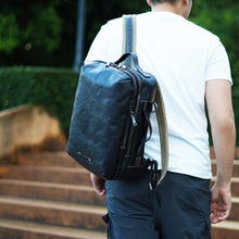 โหลดรูปภาพลงในเครื่องมือใช้ดูของ Gallery กระเป๋าเป้หนังแท้ รุ่น Columbus (ดำ) สินค้าใหม่ขายดี