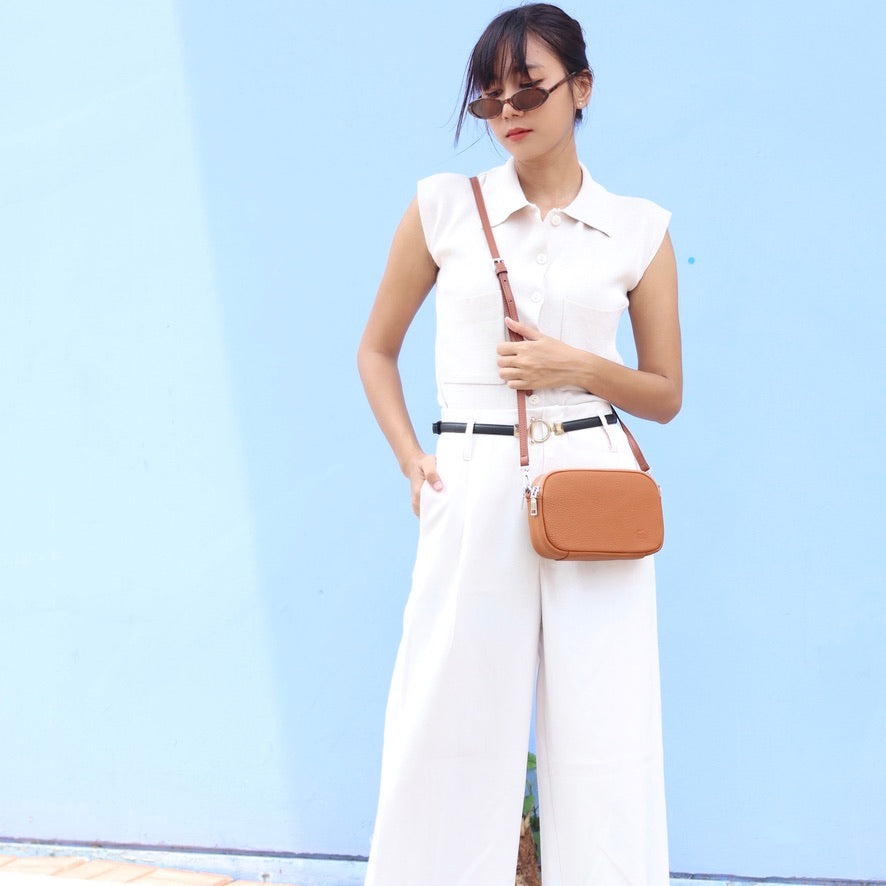 กระเป๋าหนังผู้หญิง /กระเป๋าหนังสะพายข้างผู้หญิง สีน้ำตาล รุ่น B-LBR-125 Ava