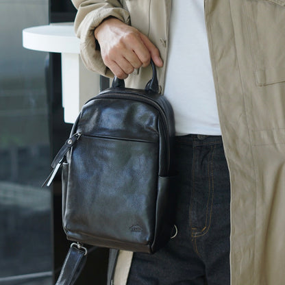 กระเป๋าหนังผู้ชาย /กระเป๋าหนังคาดอกผู้ชาย สีดำ รุ่น B-BK-2249
