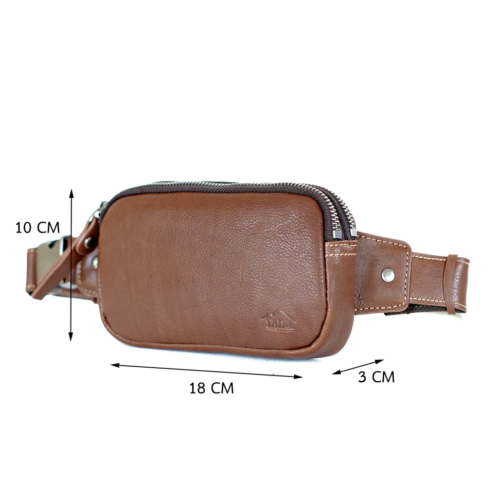 กระเป๋าหนังผู้ชาย/กระเป๋าหนังคาดอกผู้ชาย สีน้ำตาล รุ่น B-CBR-8118