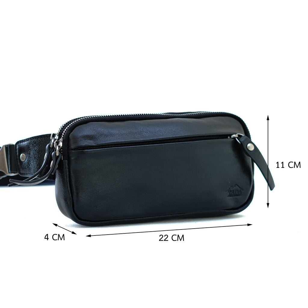 กระเป๋าหนังผู้ชาย/กระเป๋าหนังคาดอกผู้ชาย สีดำ รุ่น B-BK-8318