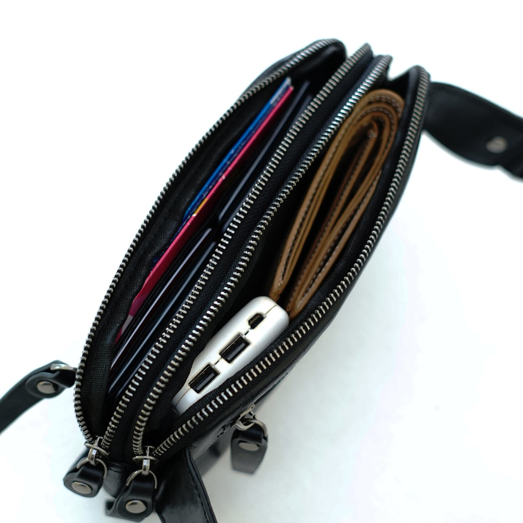 กระเป๋าหนังผู้ชาย/กระเป๋าหนังคาดอกผู้ชาย สีดำ รุ่น B-BK-8318