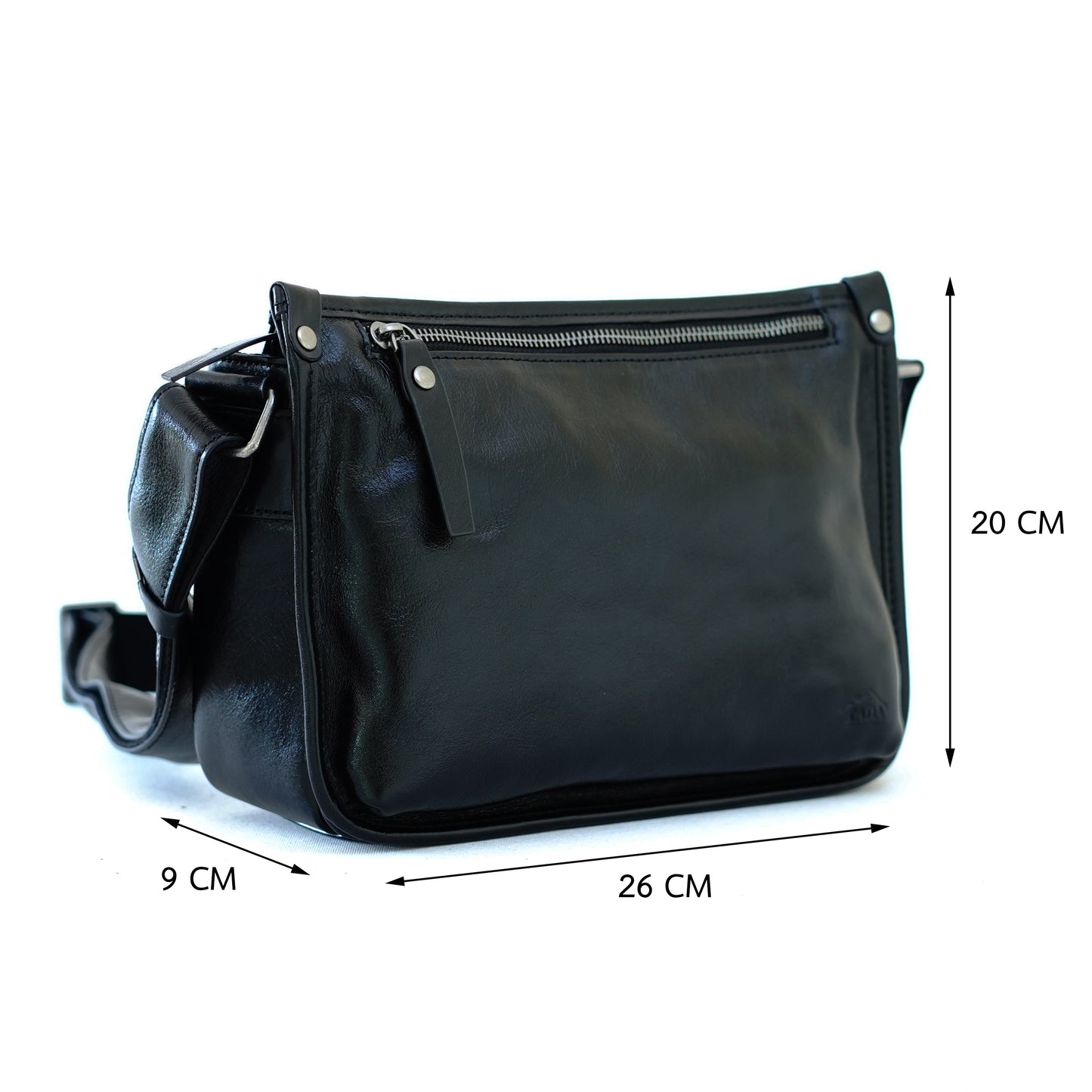 กระเป๋าหนังผู้ชาย/กระเป๋าหนังสะพายข้าง สีดำ รุ่น B-BK-8335