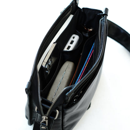 กระเป๋าหนังผู้ชาย/กระเป๋าหนังสะพายข้าง สีดำ รุ่น B-BK-8335