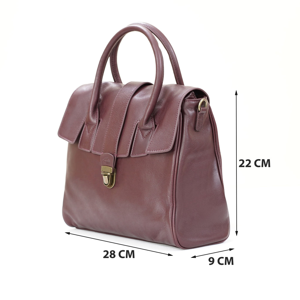 กระเป๋าหนังผู้หญิง/กระเป๋าหนังสะพายข้างผู้หญิง สีแดงเข้ม รุ่น B-RED-7282