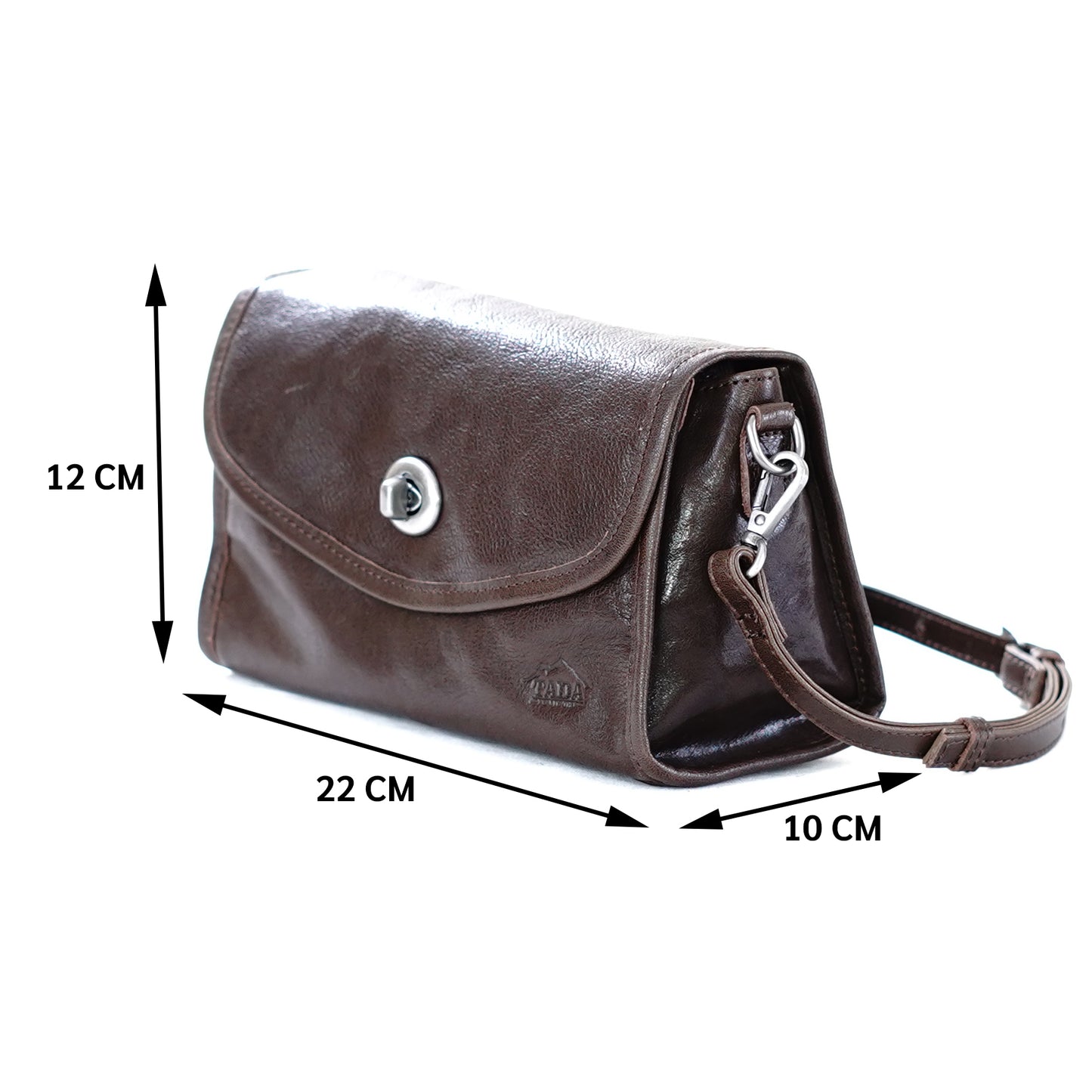 👜กระเป๋าหนังผู้หญิง /กระเป๋าหนังสะพายข้างผู้หญิง สีน้ำตาล รุ่น B-7377