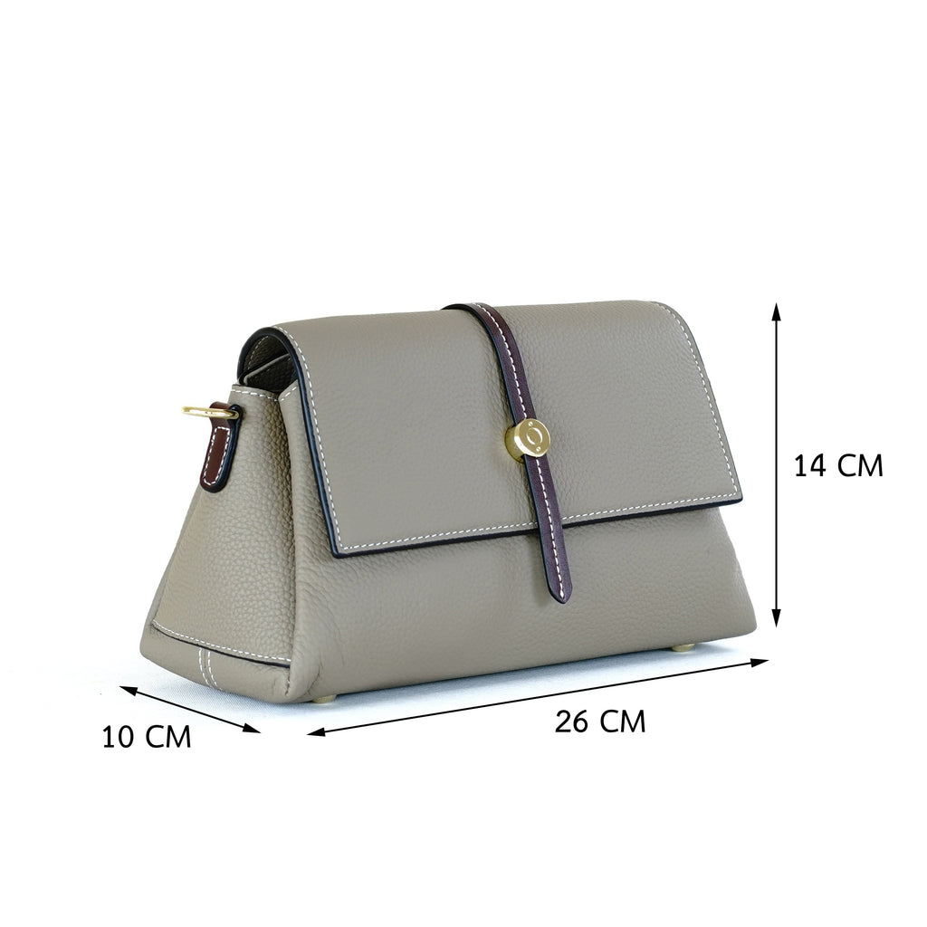 กระเป๋าหนังผู้หญิง /กระเป๋าหนังสะพายข้างผู้หญิง สีเบจ B-BEI-8845 (Iris)