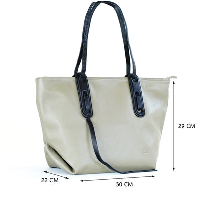 กระเป๋าหนังผู้หญิง /กระเป๋าหนังสะพายข้างผู้หญิง สีเบจ B-BEI-765 (Hilda)