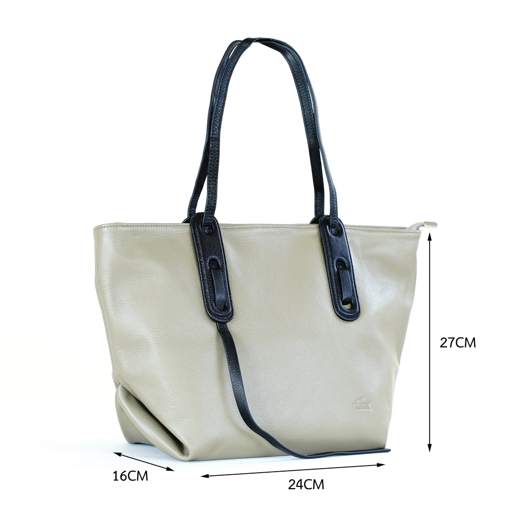 กระเป๋าหนังผู้หญิง /กระเป๋าหนังสะพายข้างผู้หญิง สีเบจ B-BEI-763 (Freya)