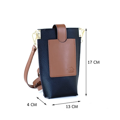 กระเป๋าหนังผู้หญิง /กระเป๋าหนังสะพายข้างผู้หญิง สีดำ  รุ่น B-BK-8820 Lily