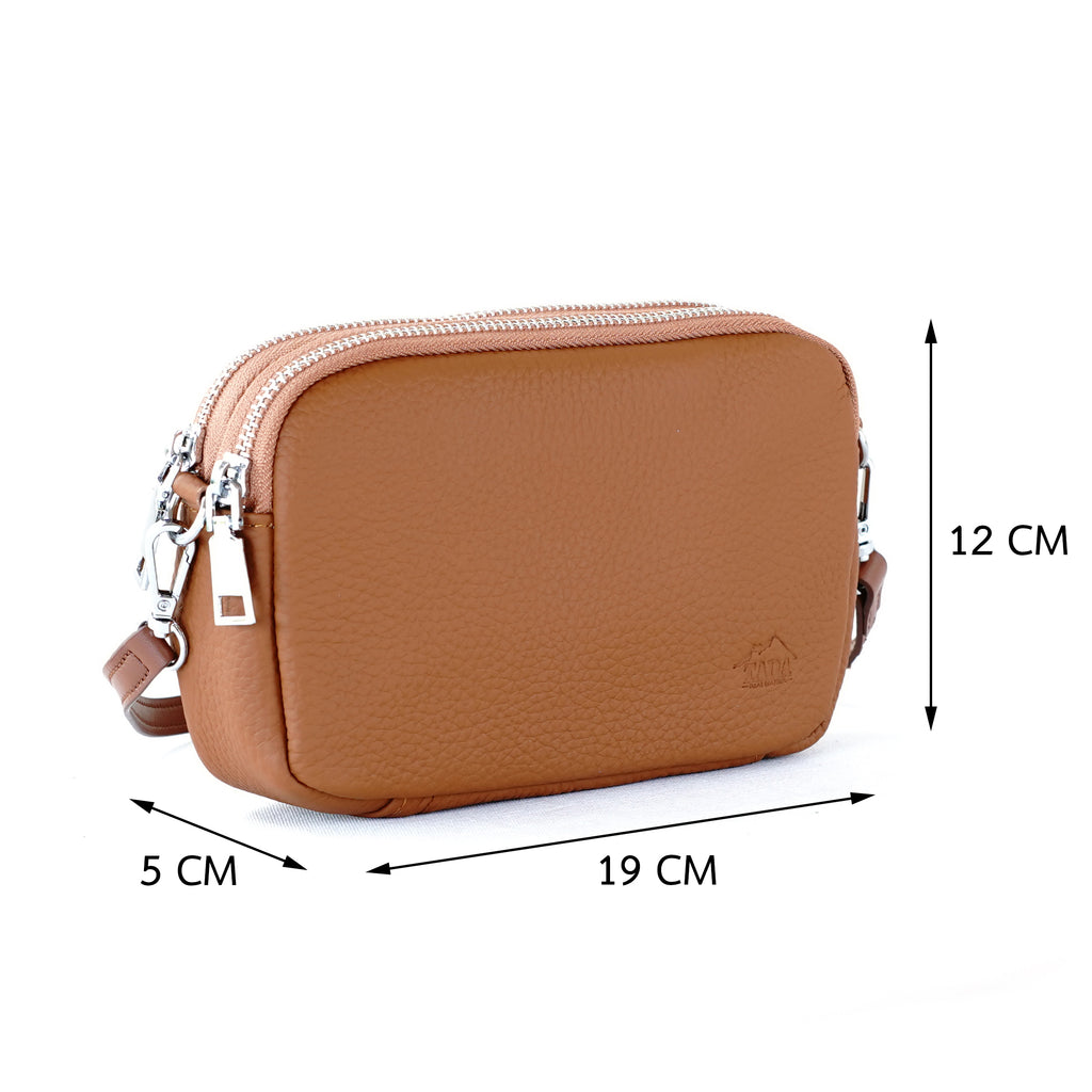 กระเป๋าหนังผู้หญิง /กระเป๋าหนังสะพายข้างผู้หญิง สีน้ำตาล รุ่น B-LBR-125 Ava