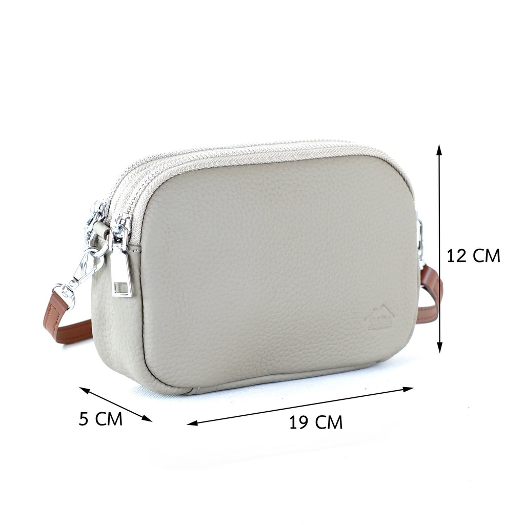 กระเป๋าหนังผู้หญิง /กระเป๋าหนังสะพายข้างผู้หญิง สีเบจ รุ่น B-BEI-125 Ava