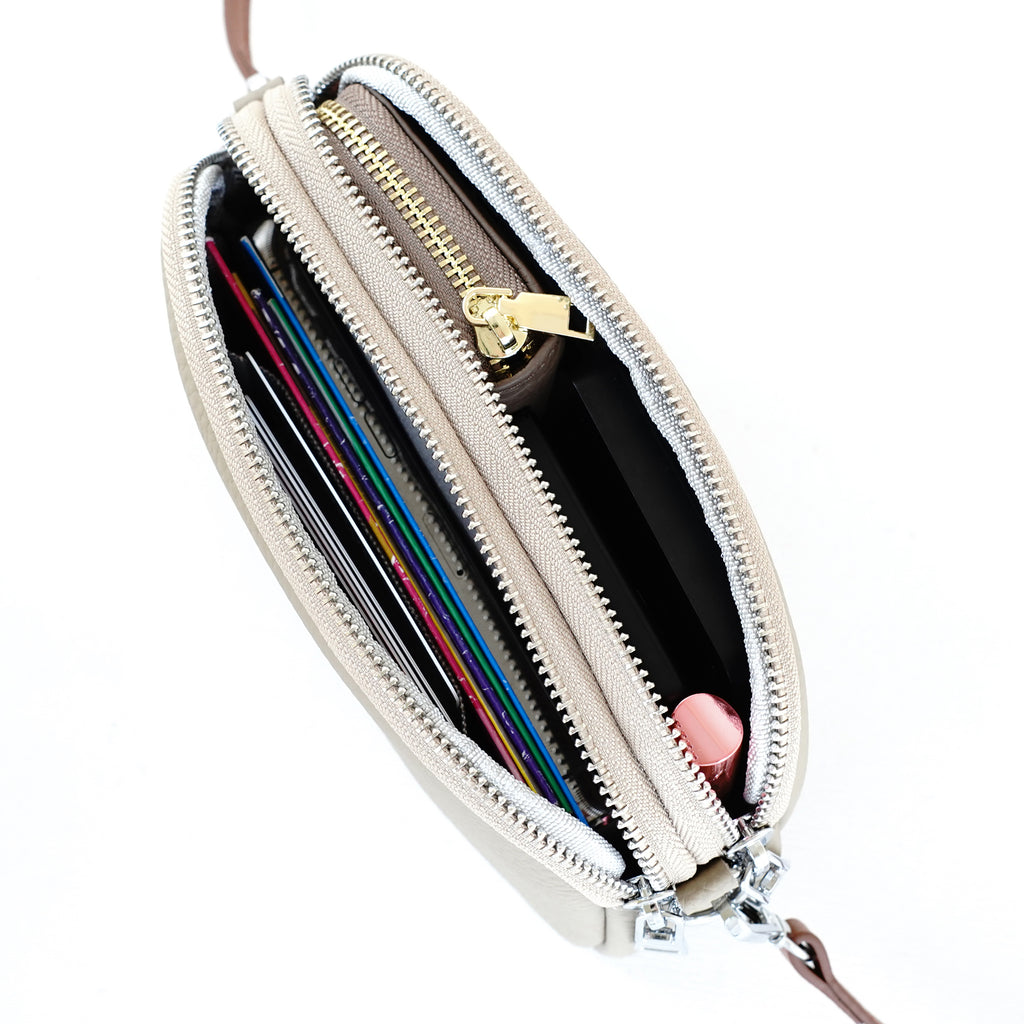 กระเป๋าหนังผู้หญิง /กระเป๋าหนังสะพายข้างผู้หญิง สีเบจ รุ่น B-BEI-125 Ava