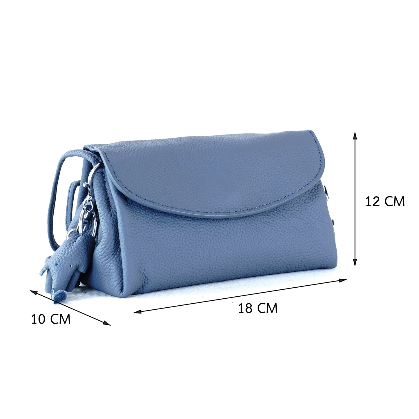 กระเป๋าหนังผู้หญิง /กระเป๋าหนังสะพายข้างผู้หญิง สีเทาฟ้า รุ่น B-GRA-616 Mia