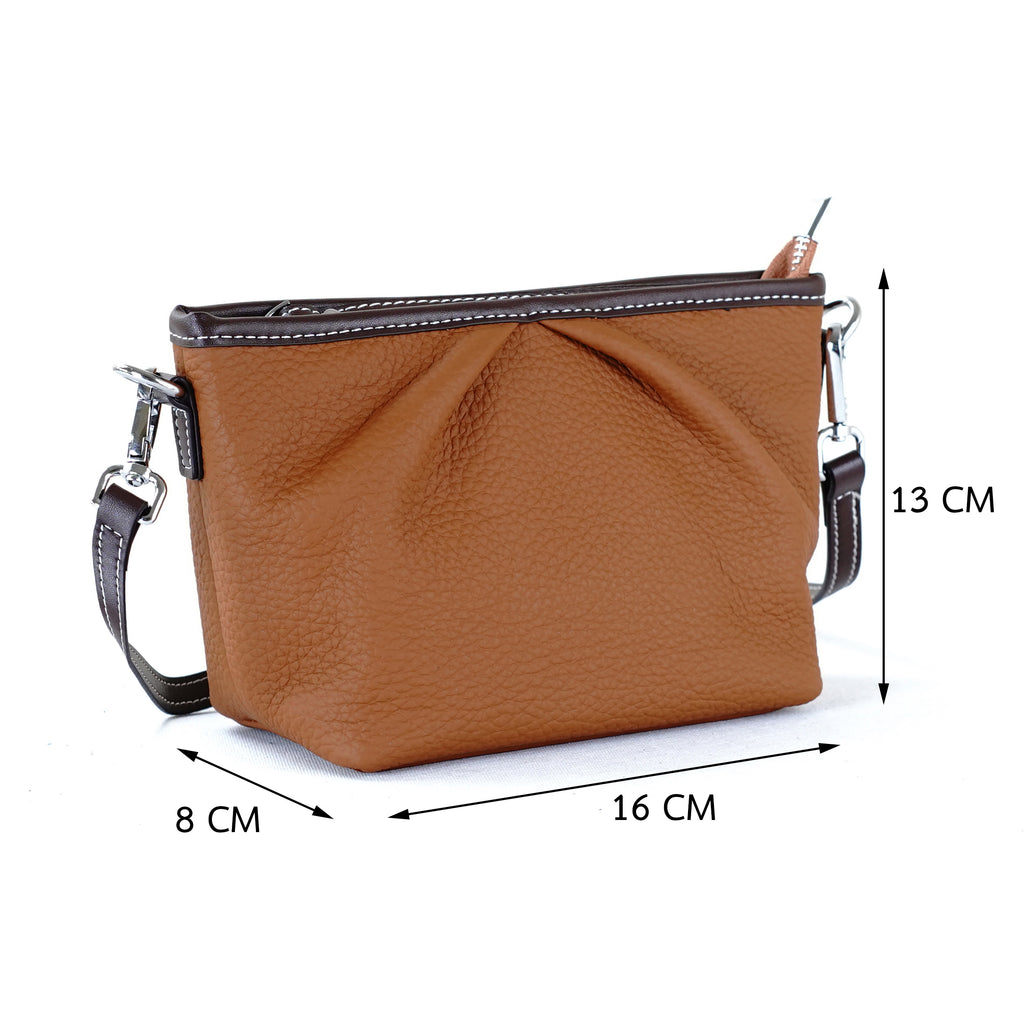 กระเป๋าหนังผู้หญิง /กระเป๋าหนังสะพายข้างผู้หญิง สีน้ำตาล รุ่น B-LBR-8825 Stella