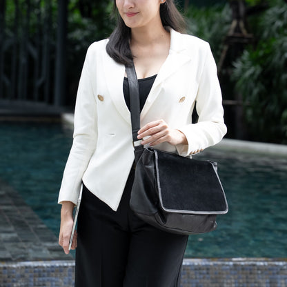 กระเป๋าหนังผู้หญิง /กระเป๋าหนังสะพายข้างผู้หญิง สีน้ำตาล รุ่น B-7380