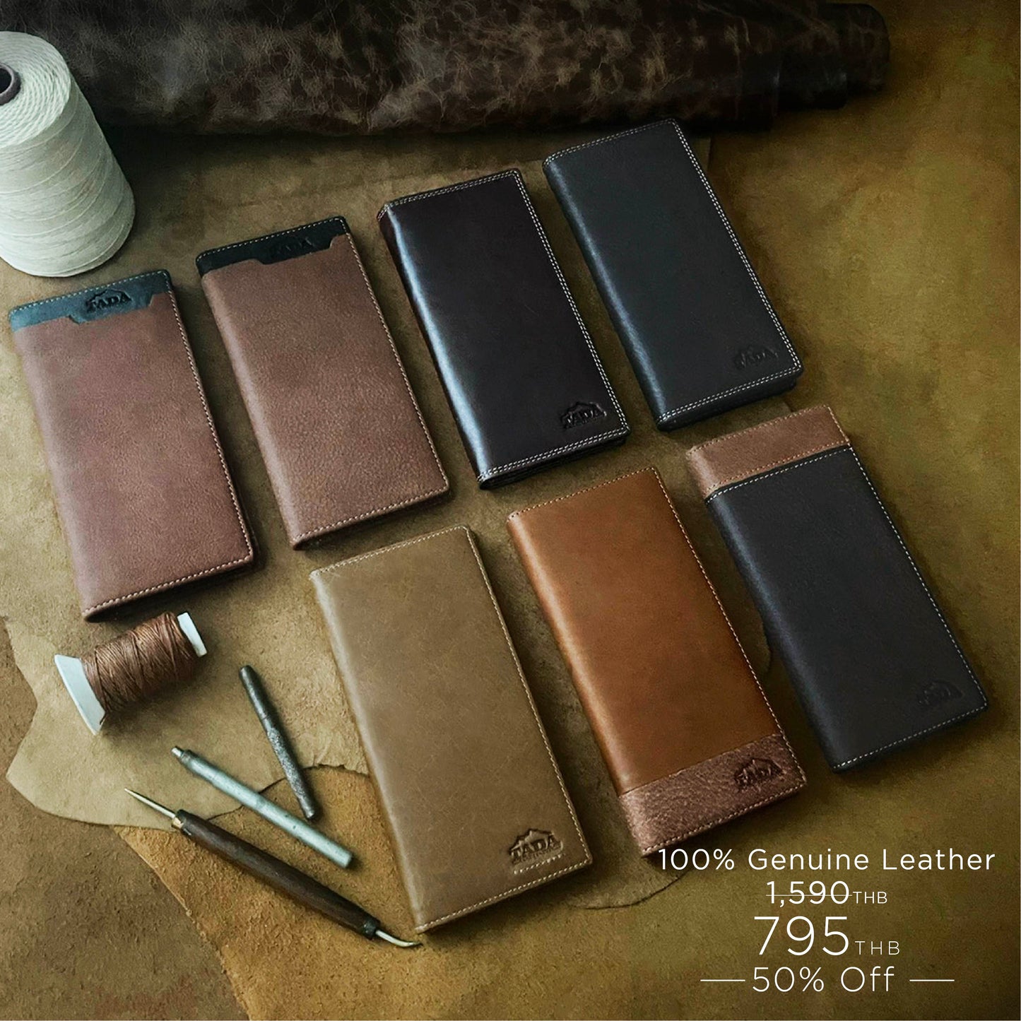 Tada leather wallet กระเป๋าสตางค์หนังวัวแท้ 100% ใบยาว ใช้ได้ทั้งชาย-หญิงช่องบัตรเยอะ จุเหลือเชื่อ โปรโมชั่นสุดพิเศษ ลดสุงสุดถึง 50%