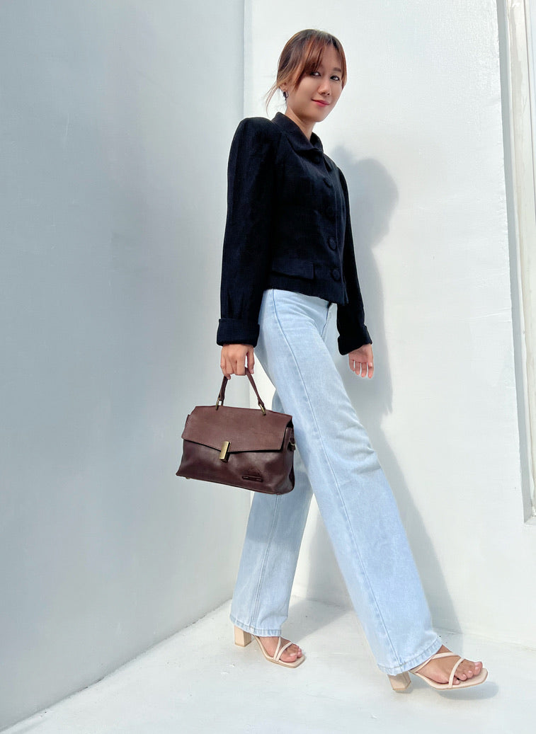 กระเป๋าหนังสะพายข้างผู้หญิง/กระเป๋าหนังแท้ผู้หญิง สีนํ้าตาล รุ่น B-CBR-1294