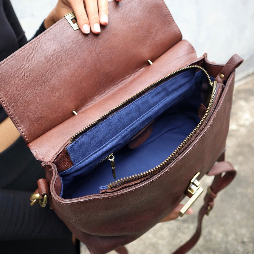 กระเป๋าหนังสะพายข้างผู้หญิง/กระเป๋าหนังแท้ผู้หญิง สีนํ้าตาล รุ่น B-CBR-1294