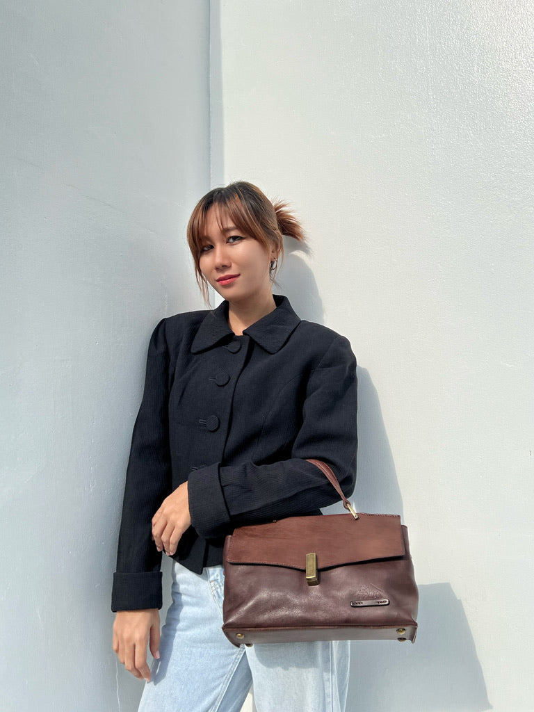 กระเป๋าหนังสะพายข้างผู้หญิง/กระเป๋าหนังแท้ผู้หญิง สีนํ้าตาล รุ่น B-CBR-1294