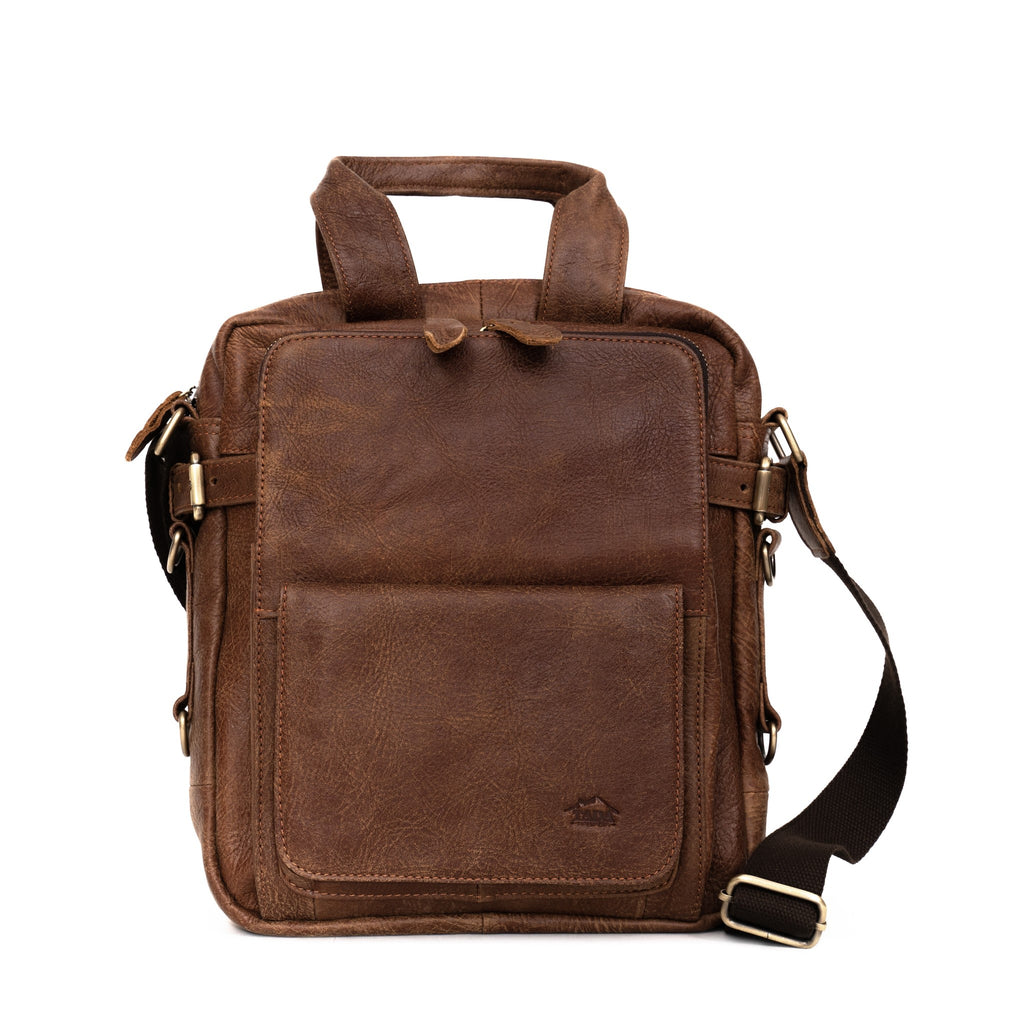 กระเป๋าหนังผู้ชาย/กระเป๋าหนังสะพายข้างผู้ชาย สีนํ้าตาล รุ่น B-LBR-1115