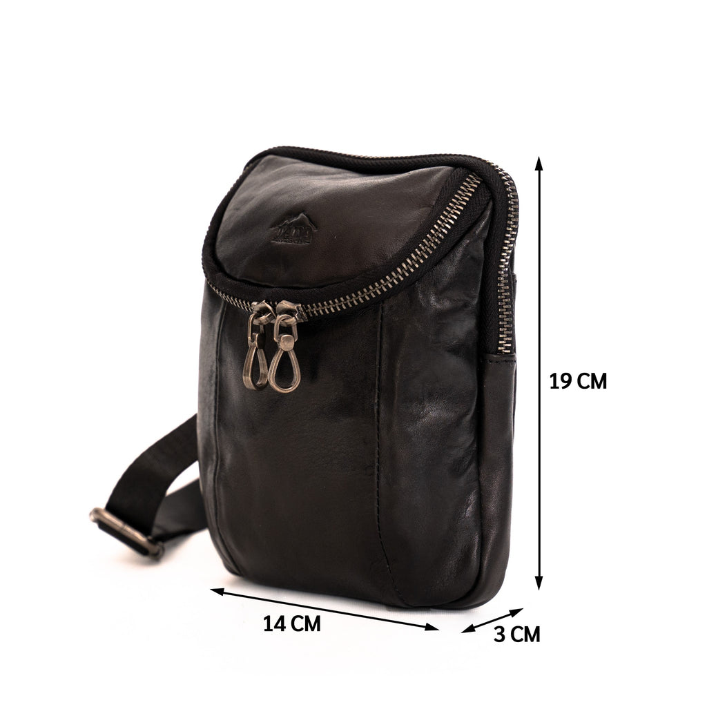 กระเป๋าหนังสะพายข้างผู้หญิง / กระเป๋าหนังแท้ผู้หญิง สีดำ รุ่น B-BK-1229