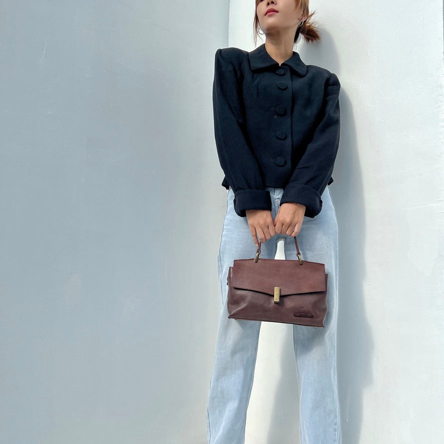 กระเป๋าหนังสะพายข้างผู้หญิง/กระเป๋าหนังแท้ผู้หญิง สีนํ้าตาล รุ่น B-CBR-1294