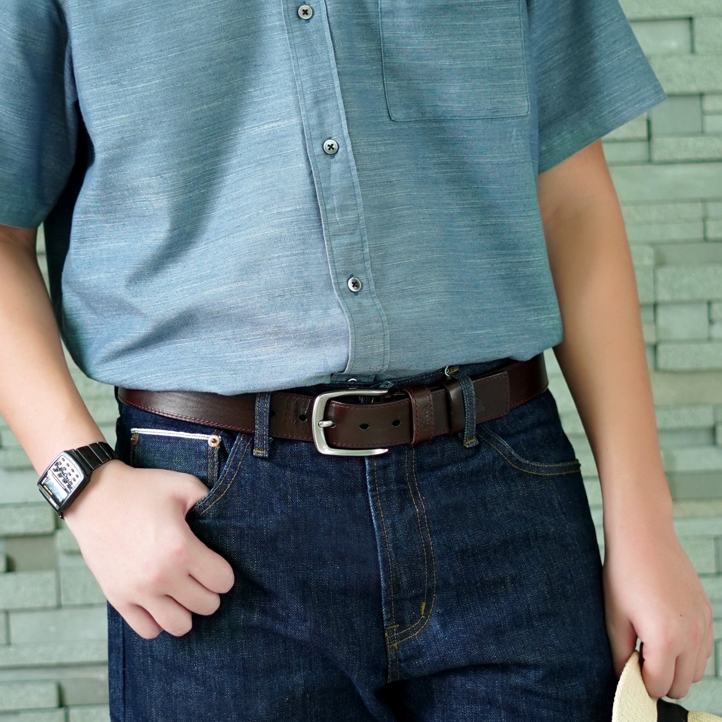 เข็มขัดหนังแท้ รุ่น BE-DBR-650-4