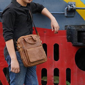 กระเป๋าหนังผู้ชาย/กระเป๋าหนังสะพายข้างผู้ชาย สีนํ้าตาล รุ่น B-LBR-1115