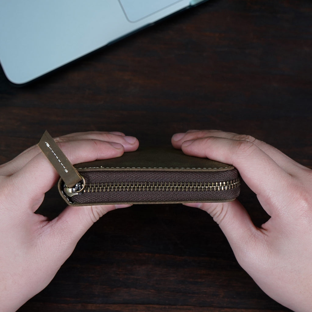 Mens Wallet Bifold With Zipper | Genuine Top Grain Nubuck Leather | RFID Blocking