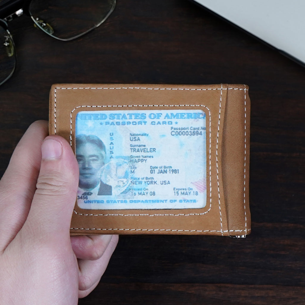 Minimalist Slim Wallet for Men Money Clip | Genuine Top Grain Nubuck Leather | RFID Blocking | High Capacity with 12 Card slots