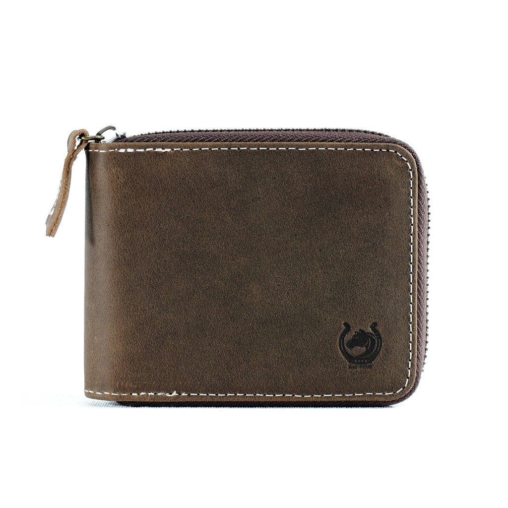 Mens Wallet Bifold With Zipper | Genuine Top Grain Nubuck Leather | RFID Blocking
