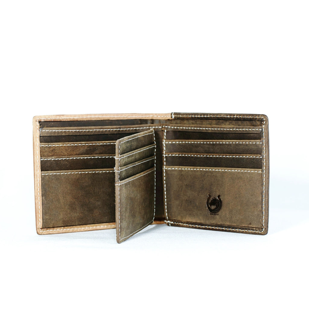 Mens Bifold Wallet | Genuine Top Grain Nubuck Leather | RFID Blocking | High Capacity with 13 Card slots