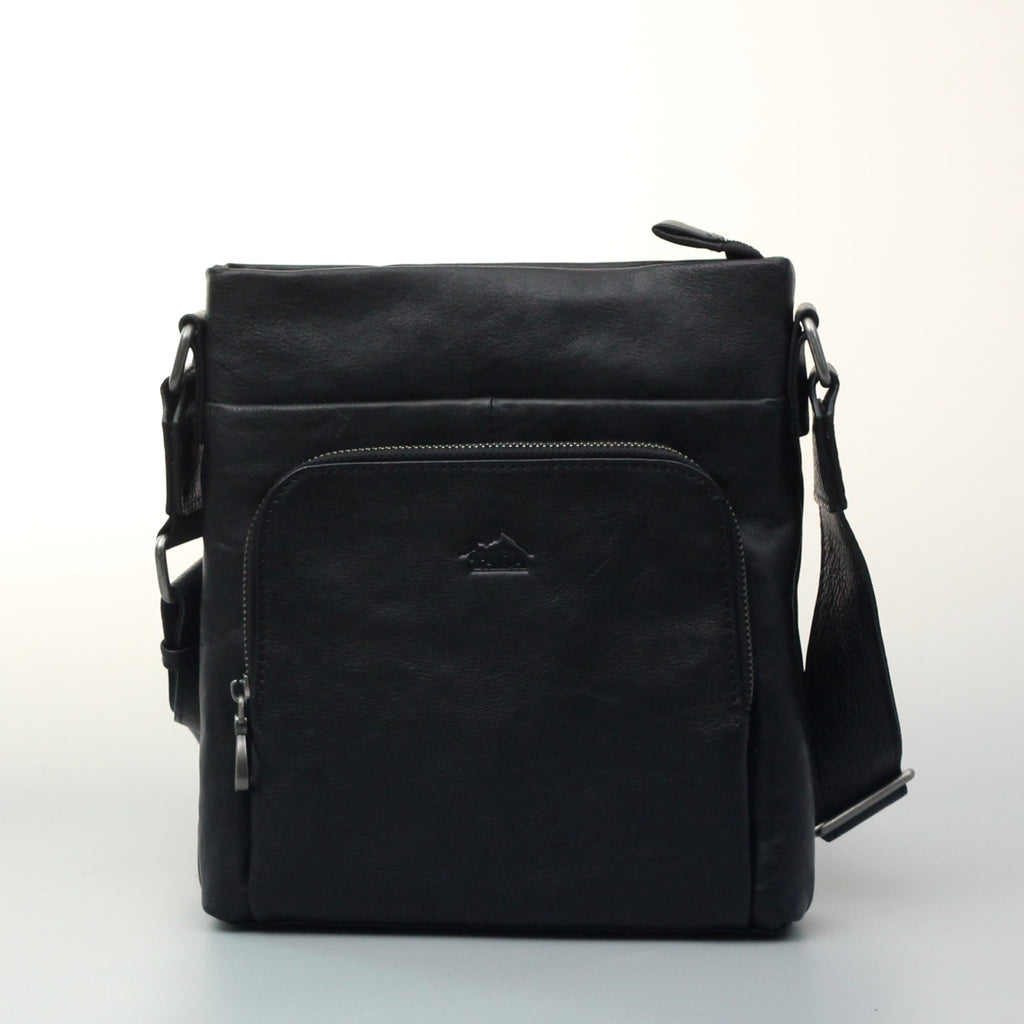 กระเป๋าหนังผู้ชาย/กระเป๋าหนังสะพายข้างผู้ชาย สีดำ รุ่น B-BK-8856-1