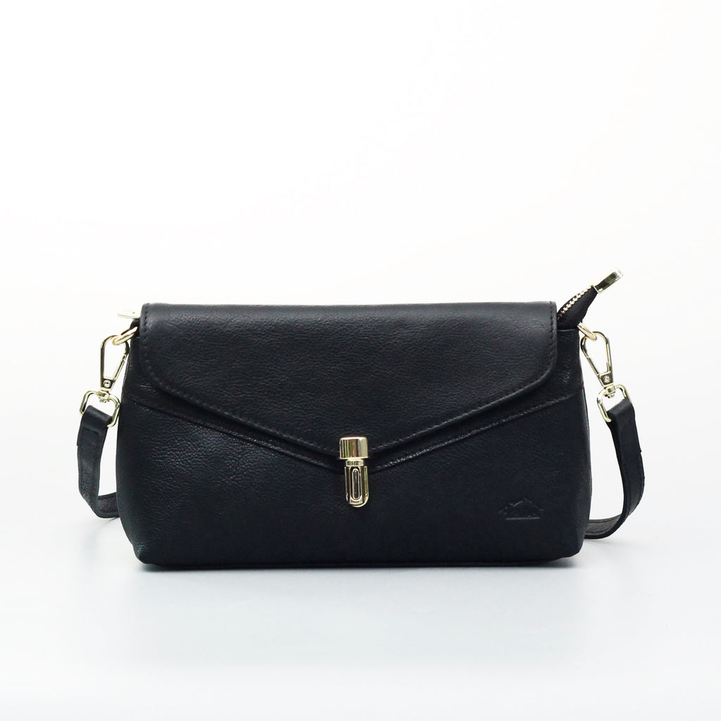 กระเป๋าหนังสะพายข้างผู้หญิง/กระเป๋าหนังแท้ผู้หญิง รุ่น Diana (ดำ)